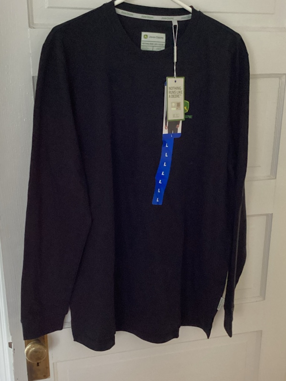 John Deere Black Men's Crewneck Sweater with Green Logo